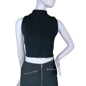 Laura Gayle Crop Top Fine Knit Size Small High Neck Sleeveless Zip Up On Back